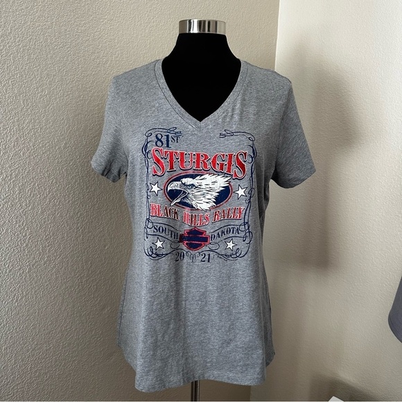 NWT Harley-Davidson Rally Eagle Label Heather Grey T-Shirt Sturgis Rally 2021 - Picture 3 of 14